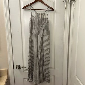 Grade & Gather Linen Blend Waist Tie Midi Dress